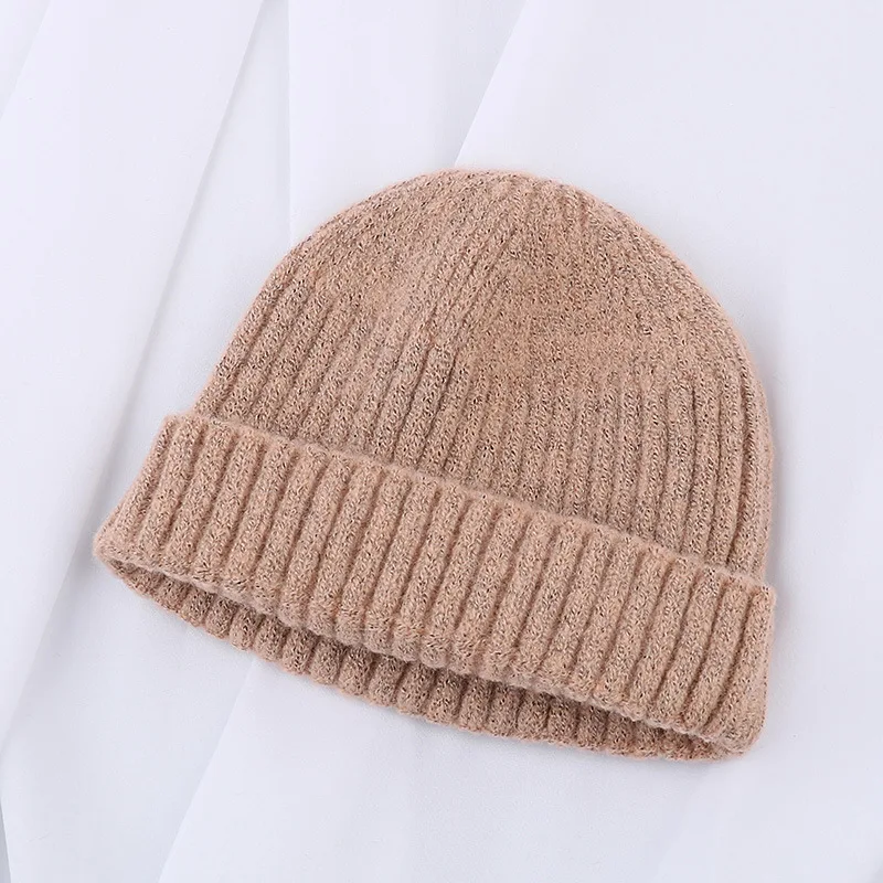 pink Мужская вязаная шапка бини Skullcap, теплые вязаные шапки, настоящая Повседневная кепка без рукавов в стиле ретро, темно-синие стильные шапочки, кепка ярких цветов - Цвет: pink