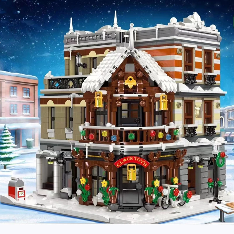JIESTAR Creative Street View Claus Toys 89143 Moc Bricks Modular House Model Building Blocks Assembly Square Christmas Gifts | Игрушки и