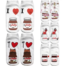 

3D Print Women's Socks Cute Foods Character Funny Unisex Christmas Gift Happy Cartoon Casual Girl Low Ankle Socks Man