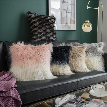 

Nordic Soft Plush Cushion Cover Patchwork Pink Grey Black Throw Pillowcase Decorative Cushions For Sofa Bed 45x45cm Home Decor