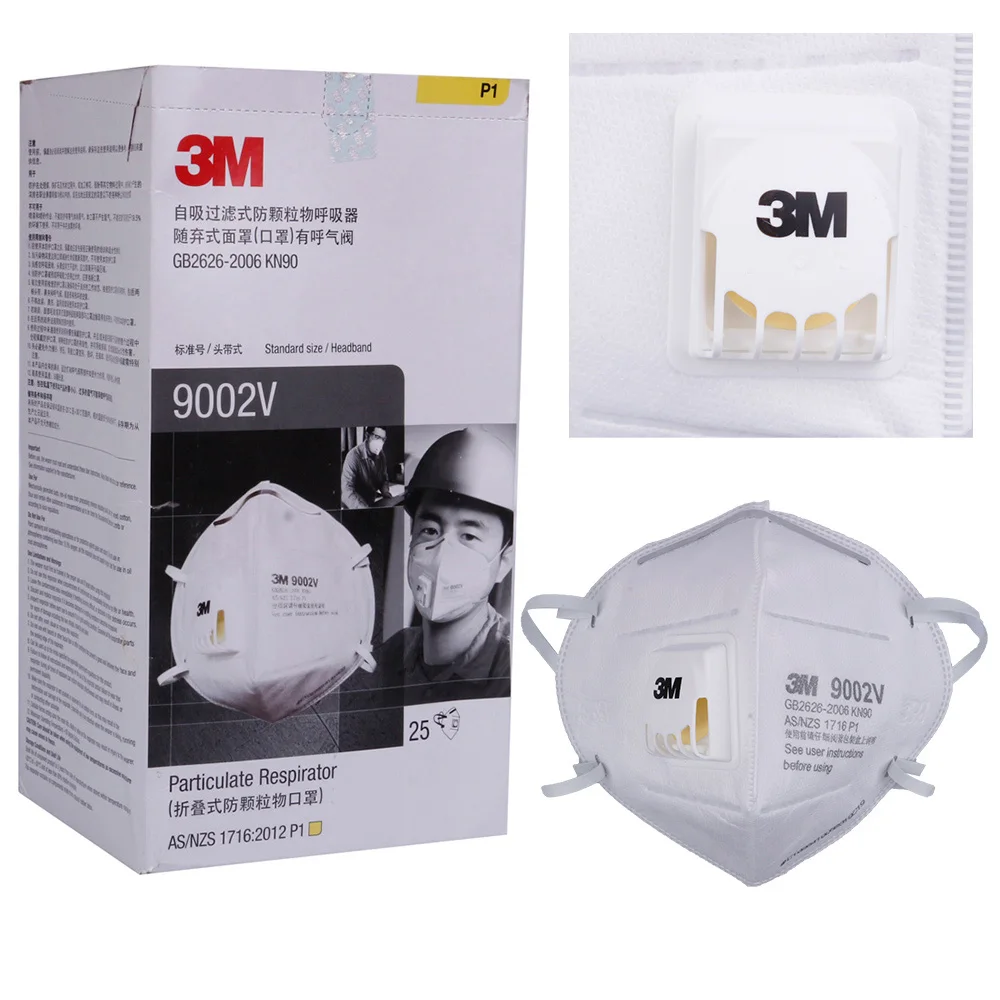 

25pcs/box 3M mask 9001V anti fog dust disposable mask with respiratory valve protective labor protection dust mask 9002V