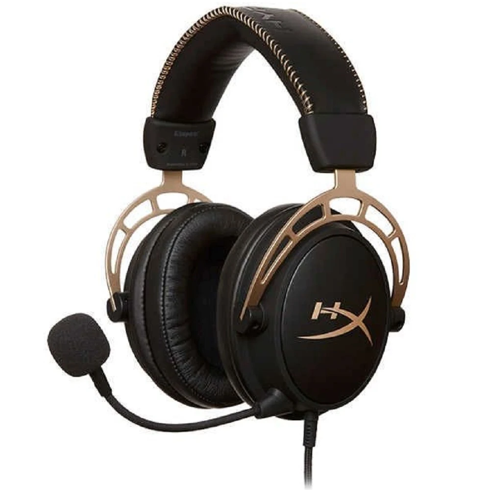 Гарнитура HyperX Cloud Alpha Gold проводная, стерео, 13-27000 Гц, 65 Ом, 98 дБ, 2х mini jack 3.5, 50 мм, 50-18000 Гц,-43 дБ