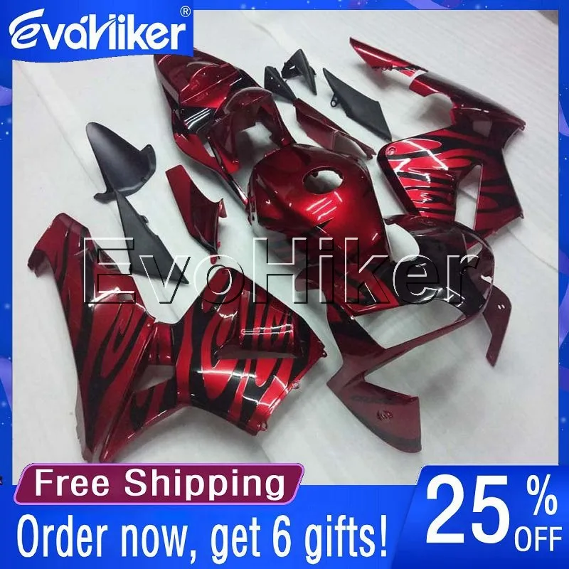 

Капот для мотоцикла на заказ для CBR600RR 2003 2004 F5 03 04 литьевая форма для корпуса мотоцикла черное пламя + красный