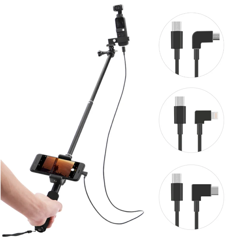Selfie Stick for DJI OSMO Pocket Handheld Gimbal Stabilizer Cable for Type-c IOS Android Phone Clip Module Extension Pole Kits