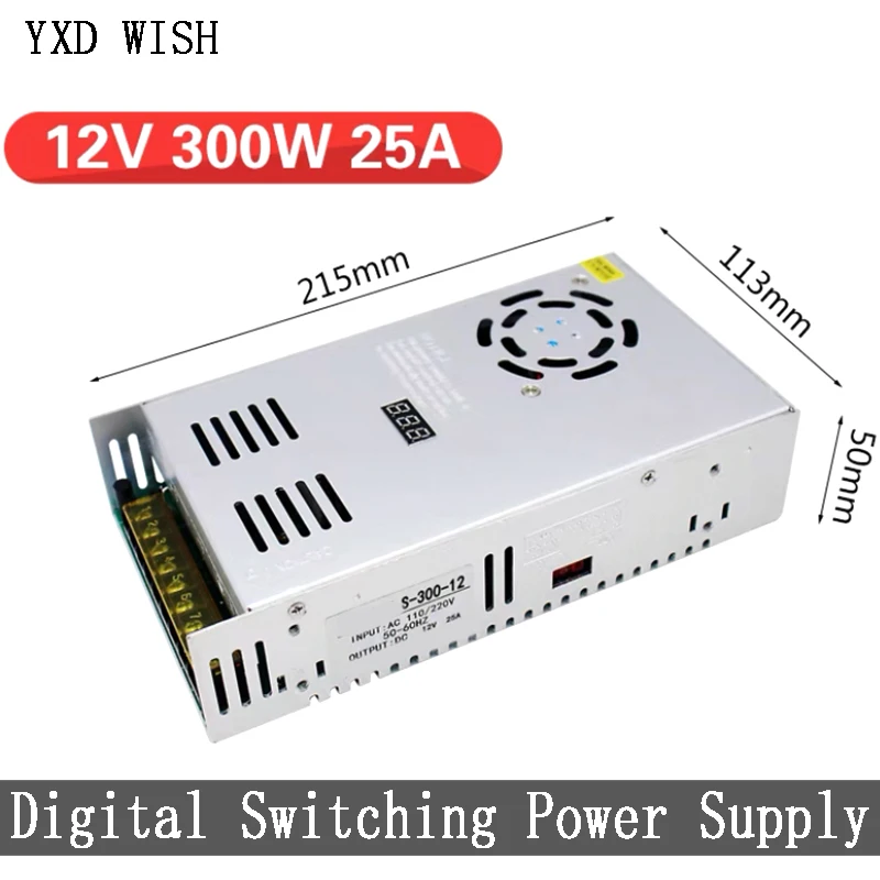 MS-300-12 Switching Power Supply 12V 25A 300W Driver for LED Strip Lights  AC 110-220V Free Shipping - AliExpress