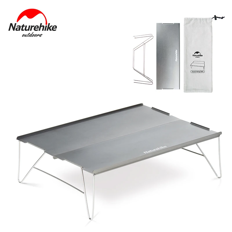 Gray Naturehike Открытый Кемпинг Сверхлегкий портативный складной алюминиевый сплав обеденный стол мини стол NH17Z001-L - Цвет: Gray