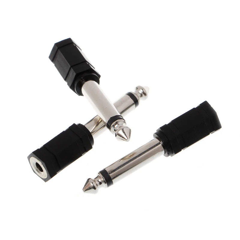 

3 Pcs 6.35mm 1/4" Mono Plug to 1/8" 3.5mm Stereo Jack Female Audio Converter Adapter