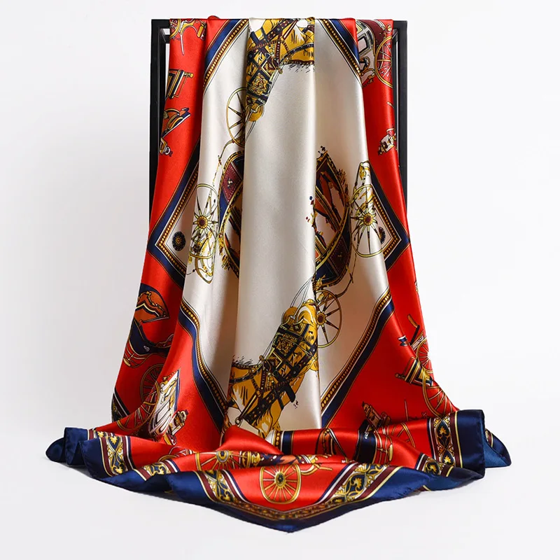 Шелковый шарф женский хиджаб модный роскошный брендовый дизайнерский платок