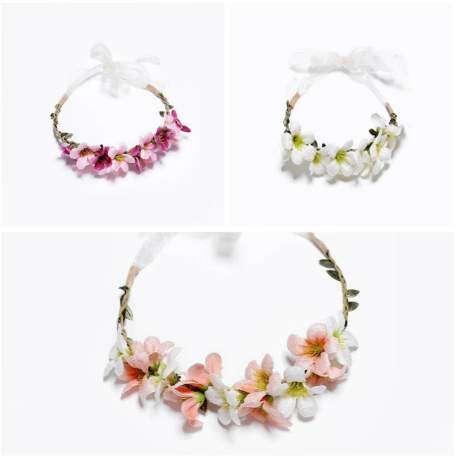 Newborn Photography Props Baby Hair Band Artificial Flower Headband Lilac Garland Birthday Party Headdress Infant Headwear