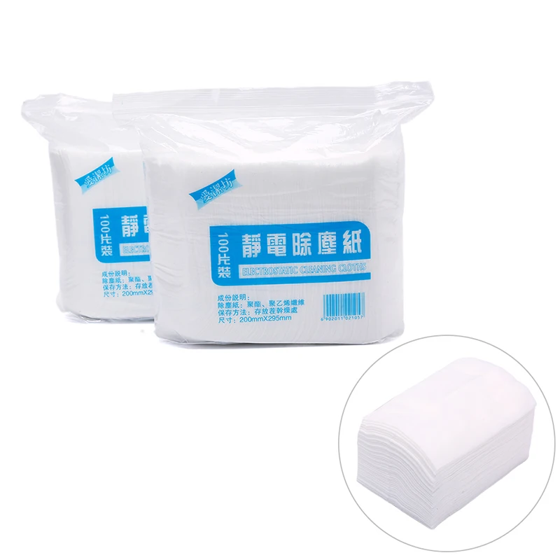 100pcs 20*30cm Disposable Electrostatic Dust Removal Mop Paper Home Kitchen  Floor Cleaning Wipes Cleaning