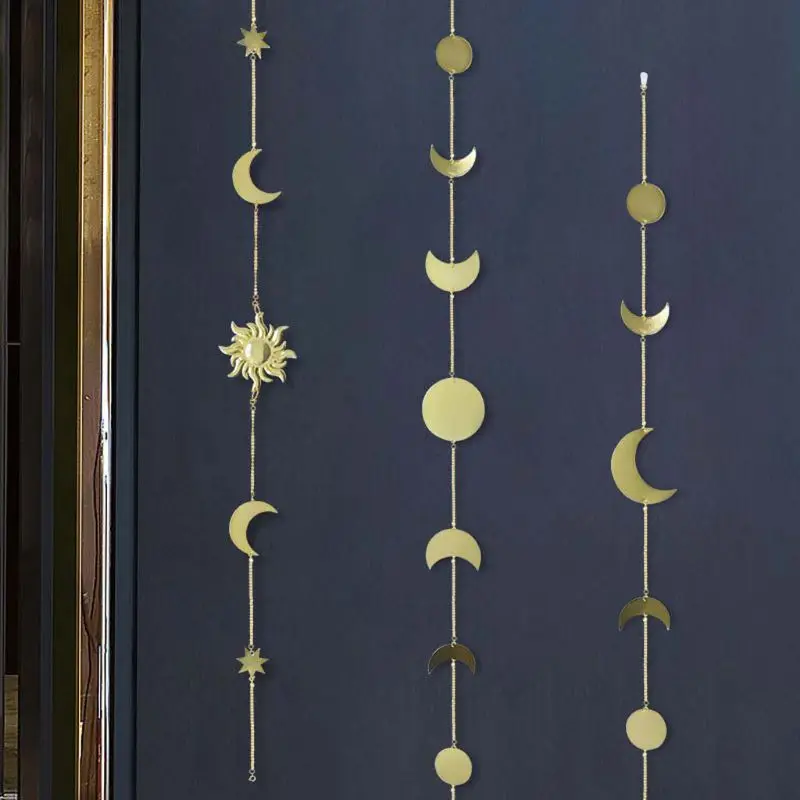 Луна фаза гирлянда цепи небесные Бохо Сияющие настенные подвесные украшения для