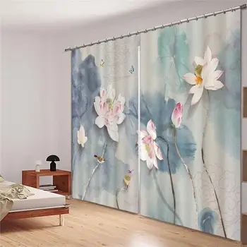 

customize Flower 3D curtain home window high shading vorhang schlafzimmer blackout tende cucina