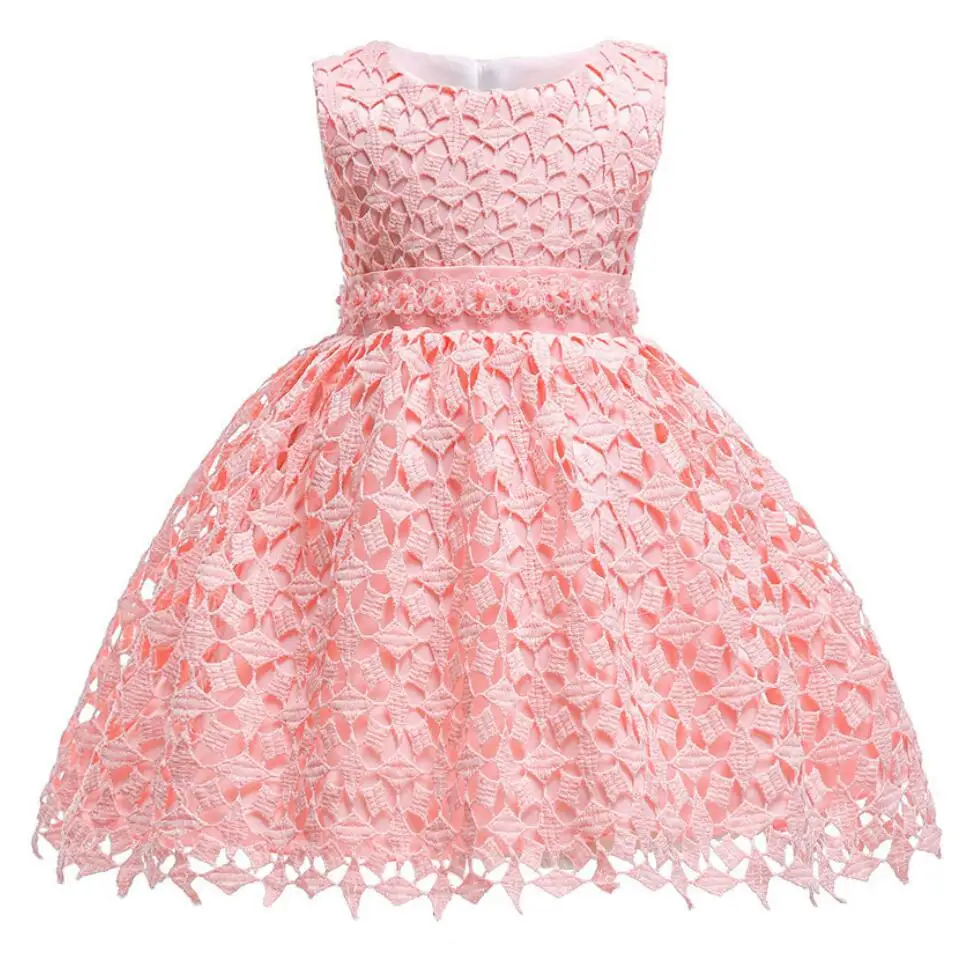 

children's pearl Formal Evening Wedding Tutu Princess baby Dress Flower Girls Clothing Kids Party Lace Dress For Girl Clothes