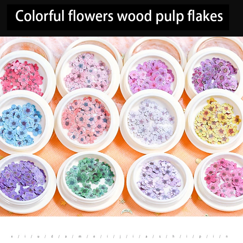 1 Boxed Nail Art Simulation Flowers Ultra-thin Wood Pulp Sheet Color Mixed Size DIY Design Ideas Decoration Accessorie | Красота и