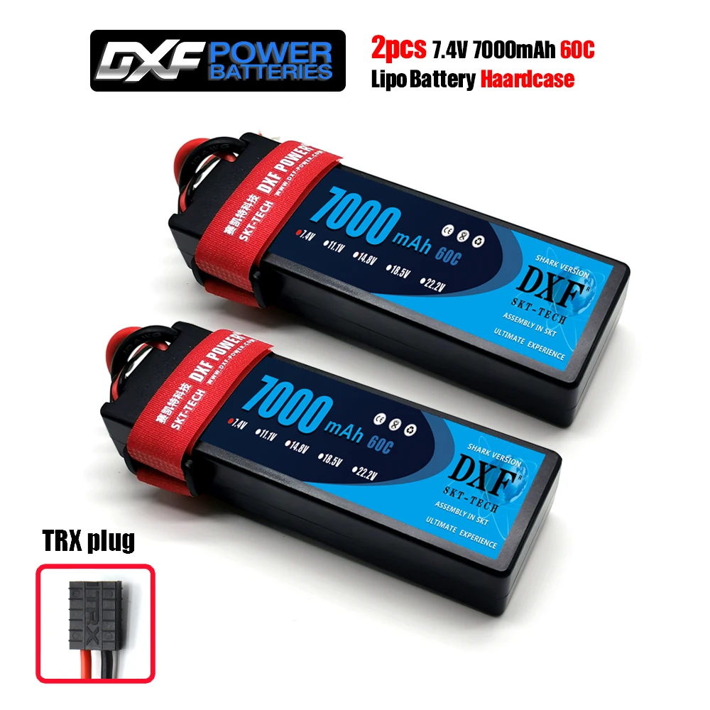 DXF 7000mAh 7,4 V 60C Lipo батареи для RC автомобилей 2S RC Lipo батарея с Deans Разъем для RC автомобилей Грузовик вертолет лодки - Цвет: 2PCS7000HARDTRX