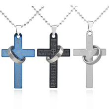 Ring-Pendant-Neckalce Fashion Jewelry Cross-Letter Titanium-Steel Male Golden Gift Trendy