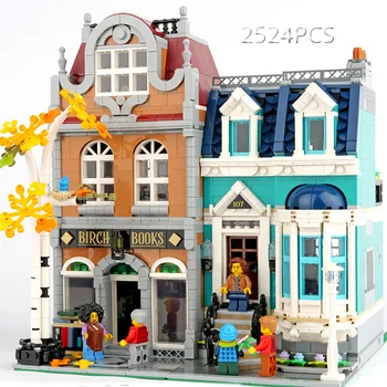 

2524Pcs Creator City Street View Bookshop Model Building Kits Blocks with Figures Compatible 10270 Bricks Toys Children Gift