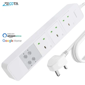 

Wifi Smart Home Power Strip Surge Protector UK Extension Sockets Independent Switch Remote Control work with Alexa Google Home
