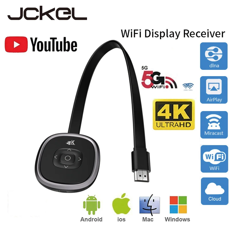 JCKEL Mira экран 4K беспроводной HDMI-совместимый ключ TV Stick Miracast Airplay приемник Wifi Dongle Mirror