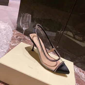 

Rhinestone Shiny Strap High Heel Sandals Ladies Sandals High Heels