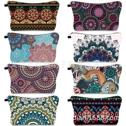 Mandala Lotus Cosmetic Bag Mandala Makeup Bags Lotus Print Purses Flower Makeup Bag Organizer Minimalist Bags Zipper