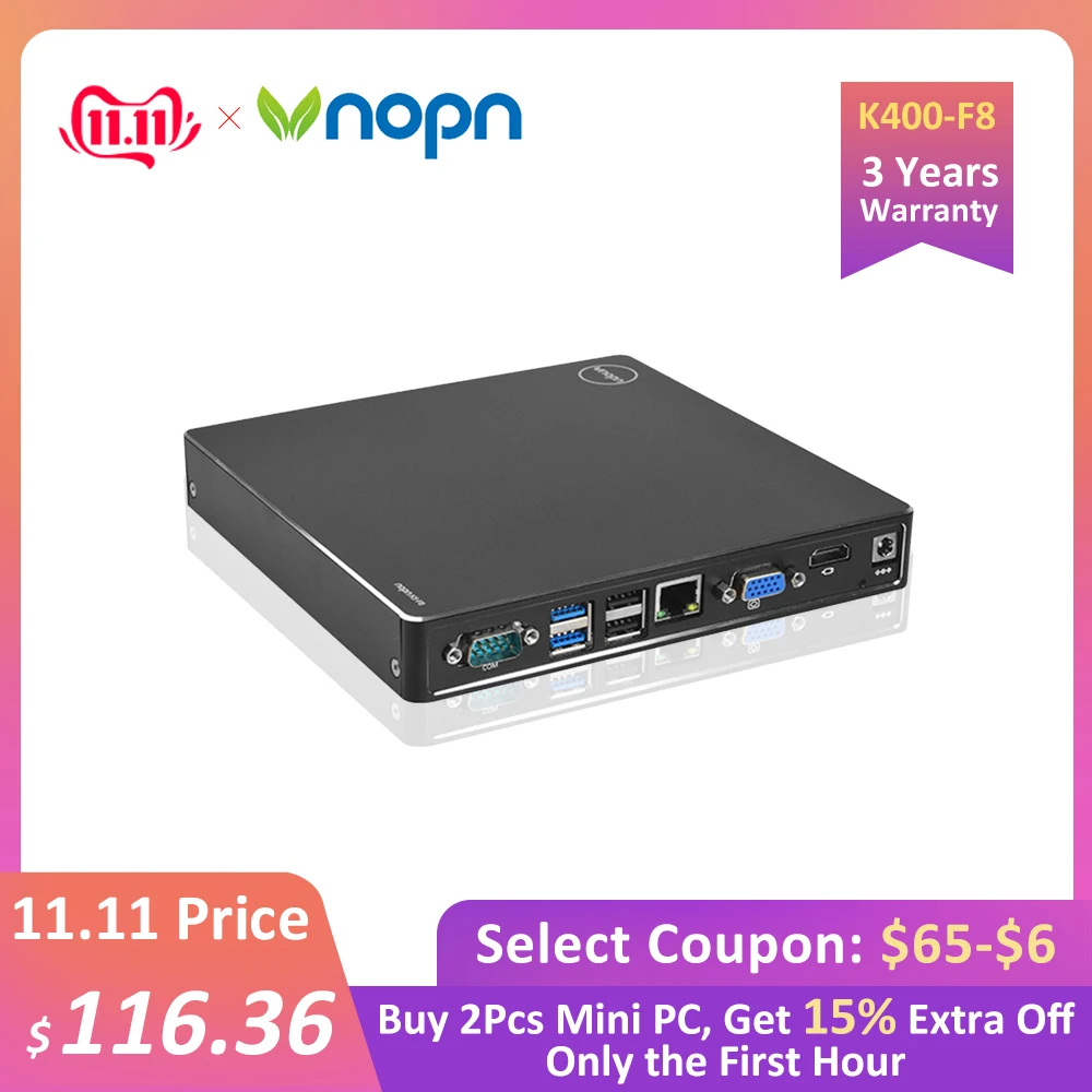 K400F8 AMD LX-420 Quad-core 2.0GHz Mini PC with Fan Windows 10 DDR3 8G SSD 256G Desktops 1000Mbps LAN 8*USB HDMI Office Computer