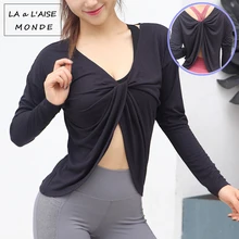 Осенняя новая одежда для фитнеса Женская свободная тонкая быстросохнущая Спортивная футболка для бега Красная футболка с длинными рукавами для йоги