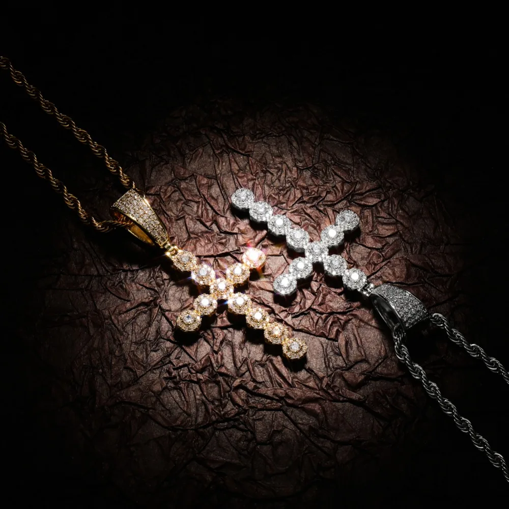 Цепочка унисекс с кулоном в виде креста 4 мм фианитами | Украшения и аксессуары