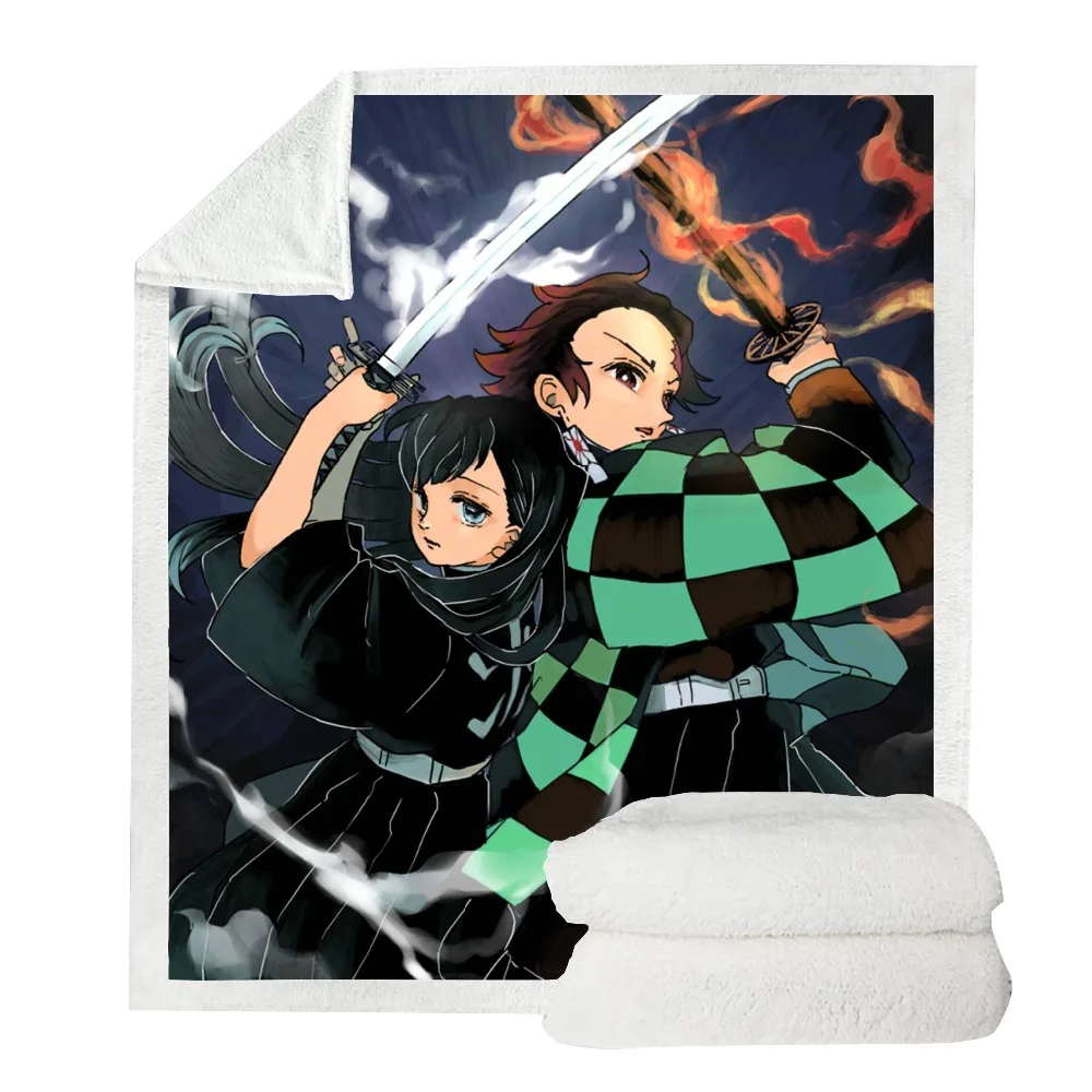 Demon Slayer Kimetsu no Yaiba Kamado Nezuko Sherpa одеяло Tanjirou пледы одеяло плащ диван Флисовое одеяло