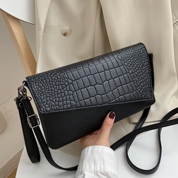 

Crocodile Pattern Design Clutch For Women 2020 Solid Color PU Leather Crossbody bags Classic Shoulder Handbags Soft Cross body