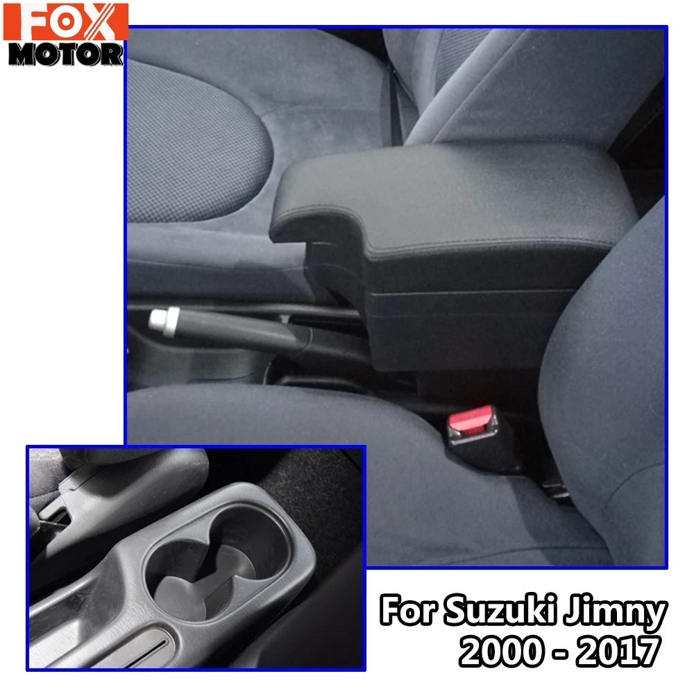 Car Center Console Armrest Box with 7 USB for Suzuki Jimny 2007 2008 2009  2010 2011 2012 2013 2014 2015 2016 2017 2018 Leather Armrest with Cup  Holder