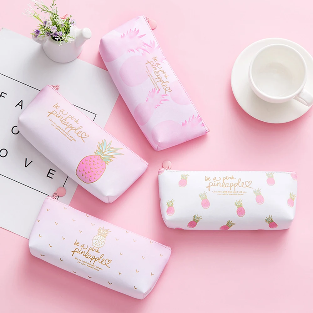 Ананас Карамельный цвет для девочек школьная сумка коробка Kawaii Канцелярские милые Карандаш Чехол школьные принадлежности
