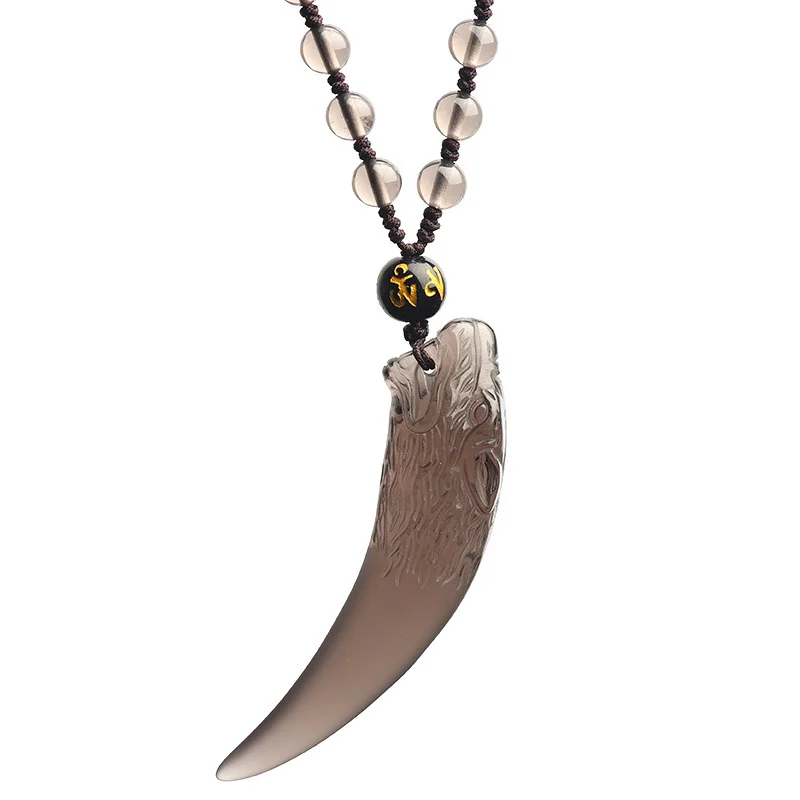 

Drop Shipping Energy Stone Natural Ice Obsidian Wolf Teeth Pendant Free Necklace Energy Stone Transfer Lucky Crystal Jewelry