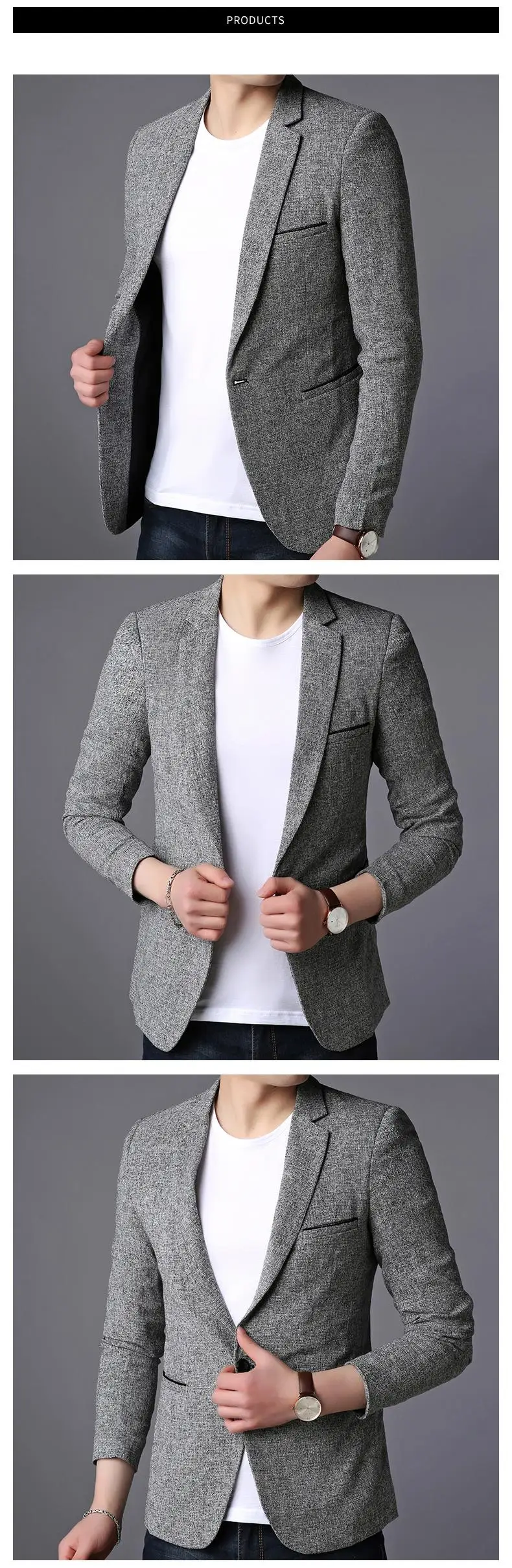 New Fashion Brand Blazer Jacket Men Single Button Slim Fit Suit Coat Korean Black Dress Jacket Party Casual Men Clothes