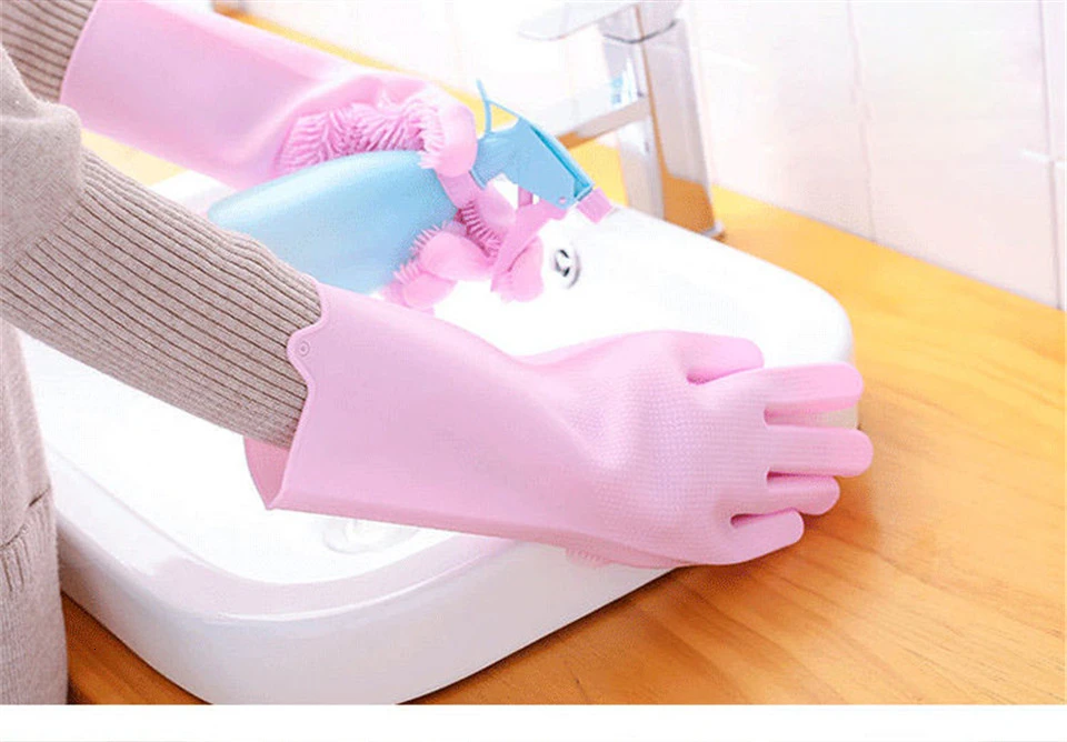 1 пара Волшебные силиконовые перчатки Rubbe мытье посуды щетка для мытья посуды перчатка для кровати ванной уход за волосами кухонные инструменты