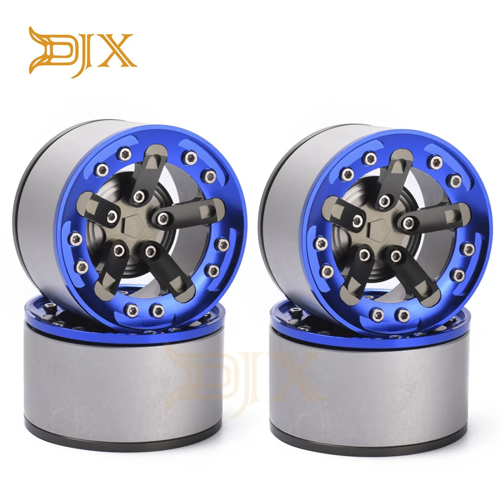 DJX 4PCS Aluminum 1.9Inch Beadlock Wheels for 1/10RC Axial SCX10II TRX4 TRX6 D90 