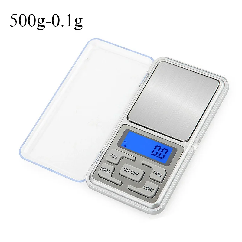 500g-0.1g 1 шт мини весы для драгоценных камней, выполненные из 100/200/300/500g 0,01/0,1g Высокое качество грамм Вес Карманный с подсветкой весы для Кухня ювелирные изделия медицины - Цвет: 500g-0.1g