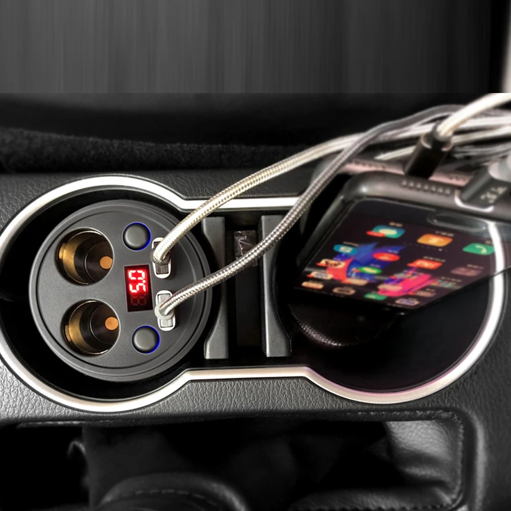 Кубок стиль автомобиля напряжение дисплей 3.1A 2 USB телефон зарядное устройство DC12-24V прикуривателя сплиттер для gps DVR зарядки Вакуумный Очиститель