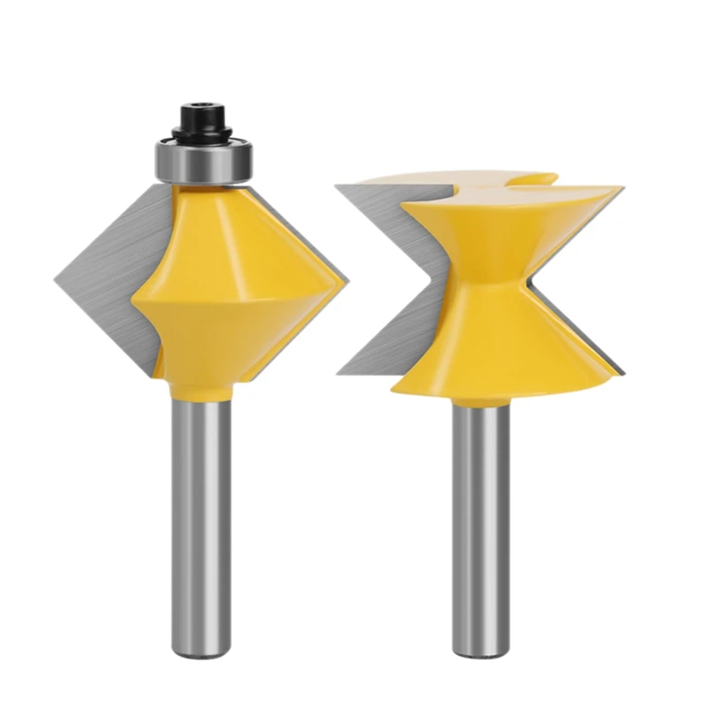 2 Pcs 8mm Shank 90 Degree V Design Tingue Groove Edge Banding Router