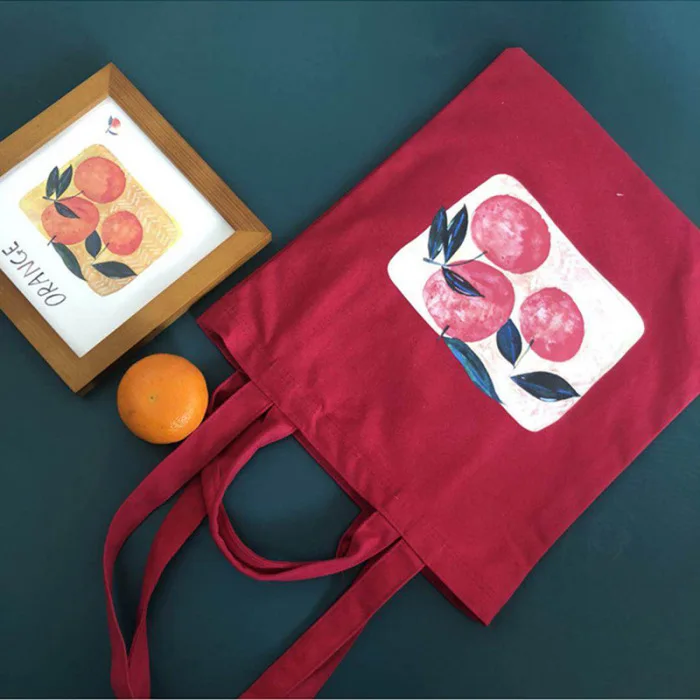 Women Lady Shoulder Bag Orange Printing Canvas for Mobile Phone Keys Money Travel J9