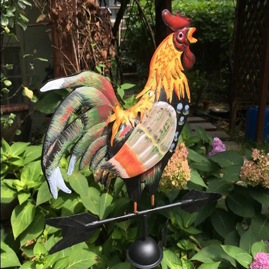 47`` Vintage Style Rooster Weather Vane Metal Iron Wind Speed Spinner