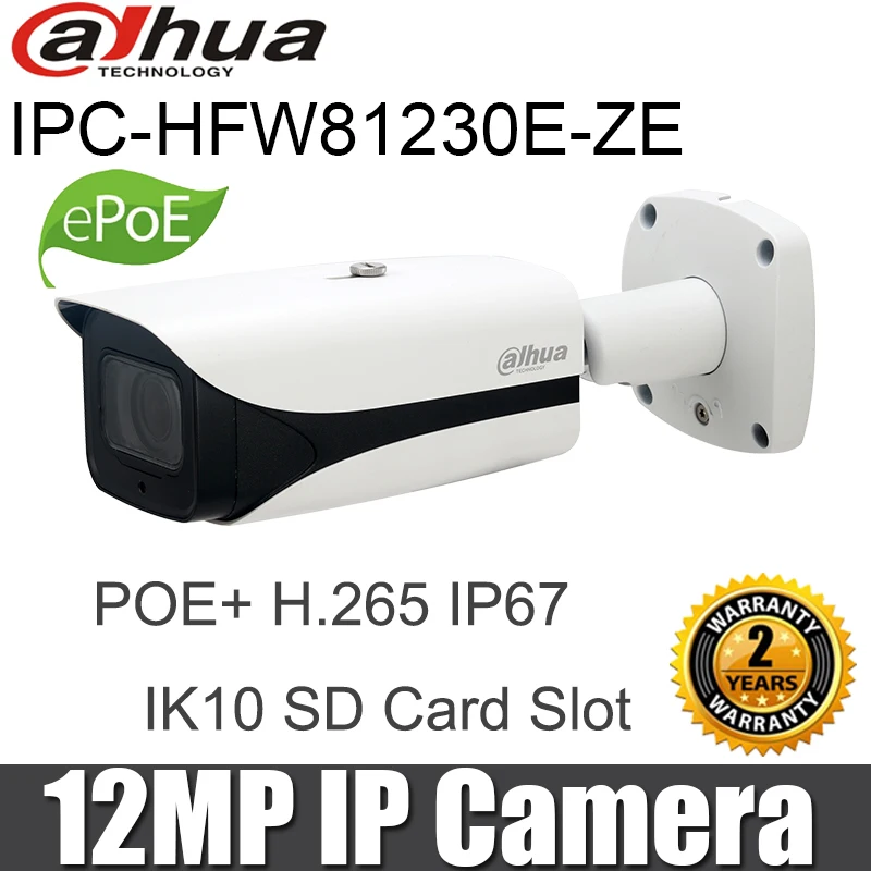 Dahua DH-IPC-HFW81230E-ZE 12MP пуля сетевая камера с sd-слотом для карт PoE Max IR длина 50 м Водонепроницаемая Vandalproof 4K IP камера