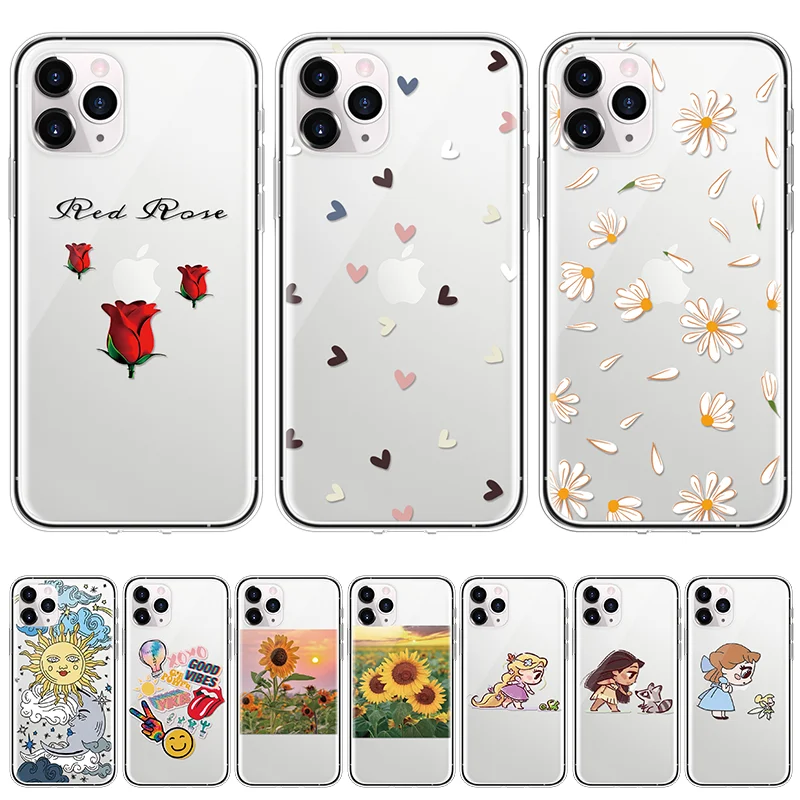 TPU For iPhone 11 Pro XS Max Love Heart Flowers Phone Case Clear For iPhone SE 2020 X XR 6 S 7 8 Plus 5 Fashion Daisy Soft Cover TPU For iPhone 11 Pro XS Max Love Heart Flowers Phone Case Clear For iPhone SE 2020 X XR 6 S 7 8 Plus 5 Fashion Daisy Soft Cover