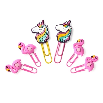 

1 Set Pvc Soft Plastic Metal Bookmark Holder Flamingo Paper Clip Unicorn Paper Clip Office Stationery Gift Clip Cute Paper Clips