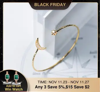 

Gold Moon Bangle 925 Silver Jewelry Boho Simple Charms Vintage Minimalism Birthday Gift Indian Jewelry Bracelets for Women