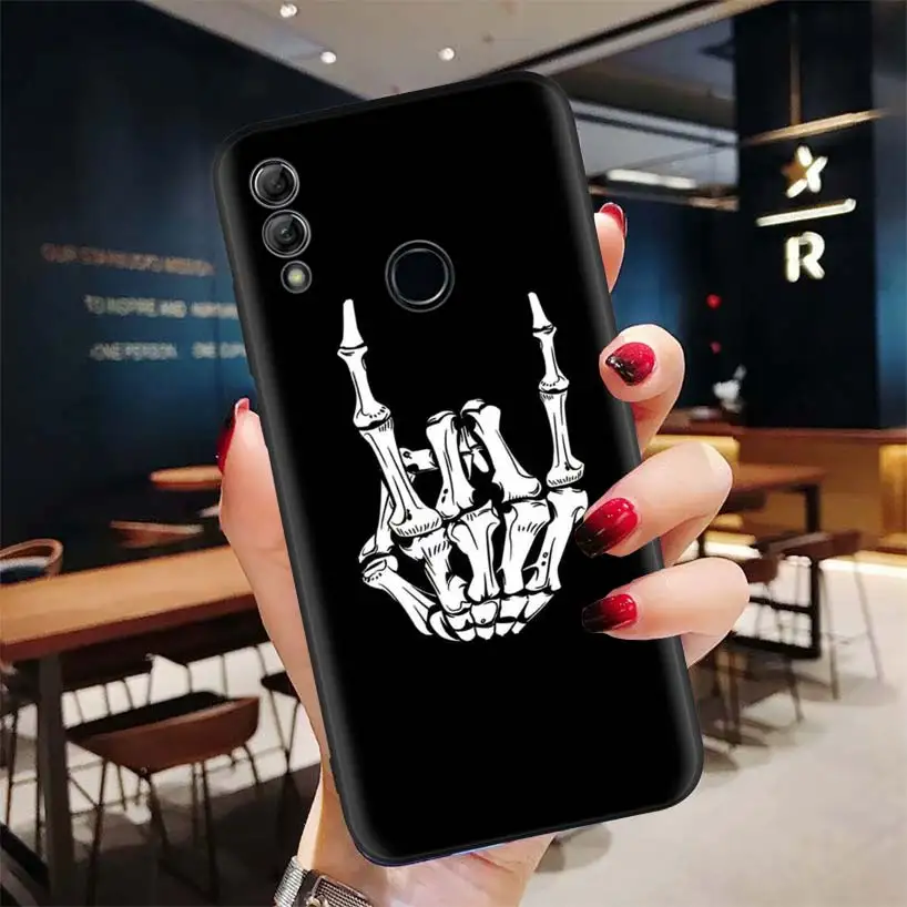 Жуткий Череп Забавный Танец скелет черный чехол для huawei Y9 Y5 Y6 Y7 Honor 10 9 Lite 9X8X8 S 8A фотоаппаратов моментальной печати 7S 7A 10i 20i V20 телефона Кок - Цвет: BD085-5