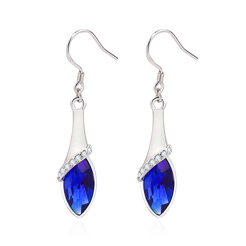PANSYSEN 5 Colors Gemstone Real Silver 925 Jewelry Dangle Drop Earrings Wedding Party Jewelry Women's Earring Gift Wholesale