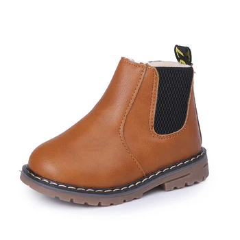 

KIDS SHOES Rubber Martin Boots Children PU Leather Boys Girls Non-slip Plush Snow Boots Toddler Sneakers Boots 21-36 Sport Shoes