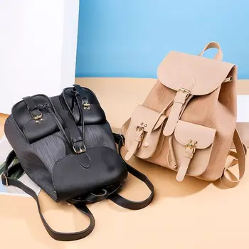 

NoEnName_Null Women Drawstring Backpack Shoulder Bag Leather School Travel Daypack