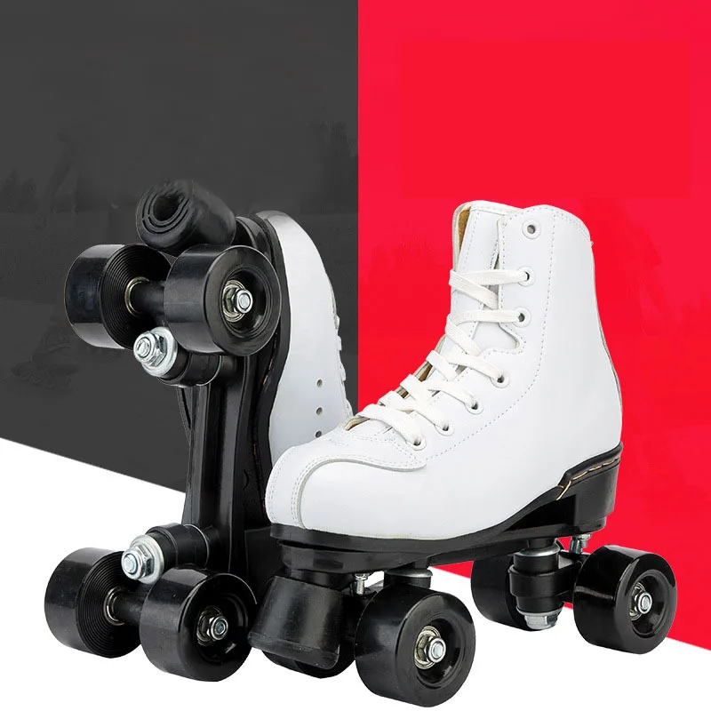  Patines de cuatro ruedas clásicos con luz LED doble fila patinaje  4 ruedas para adultos blanco, B, 41 : Deportes y Actividades al Aire Libre